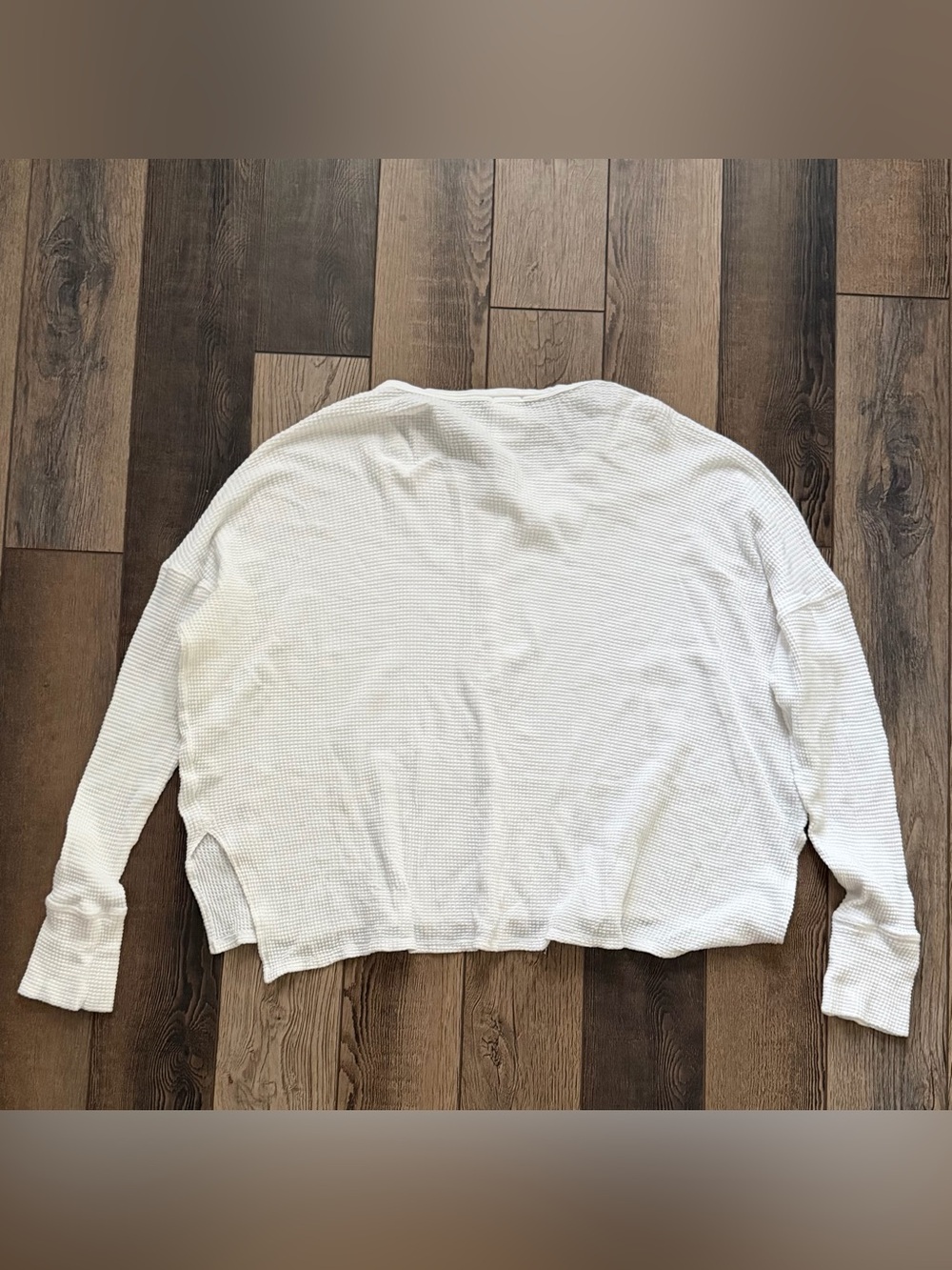 Offline Aerie Way Back Waffle Henley L White Oversized Long Sleeve - Picture 5 of 6